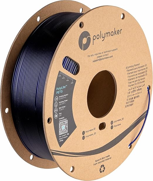Polymaker PolyLite 3D Printer PETG Filament Translucent Blue 1.75mm 1kg by Polymaker