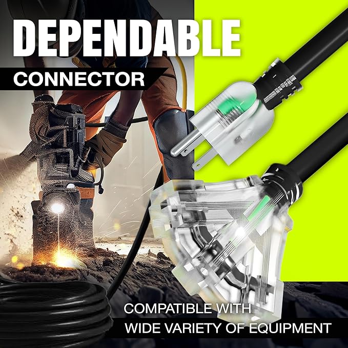 6ft Outdoor/Indoor Extension Cord 3-Outlet 12/3 Gauge Extra Heavy Duty ETL - Image 4