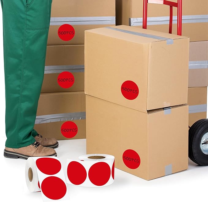 2 Inch Red Circle Stickers 500 Pcs, Permanent Color Coding Dots - Image 4