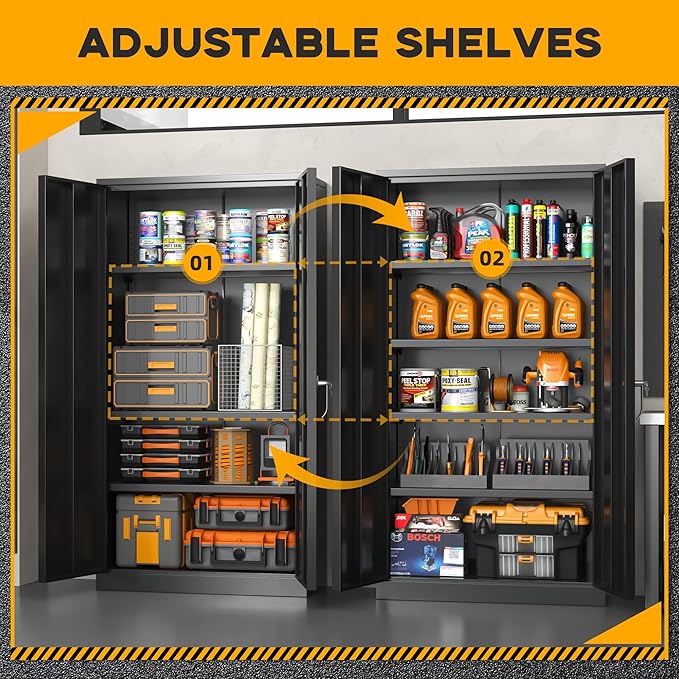 Greenvelly 72" H Metal Storage Cabinet, Locking Cabinets - Image 4