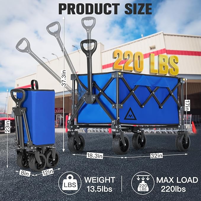 Wagon Cart Shopping Foldable Folding Collapsible - Image 2