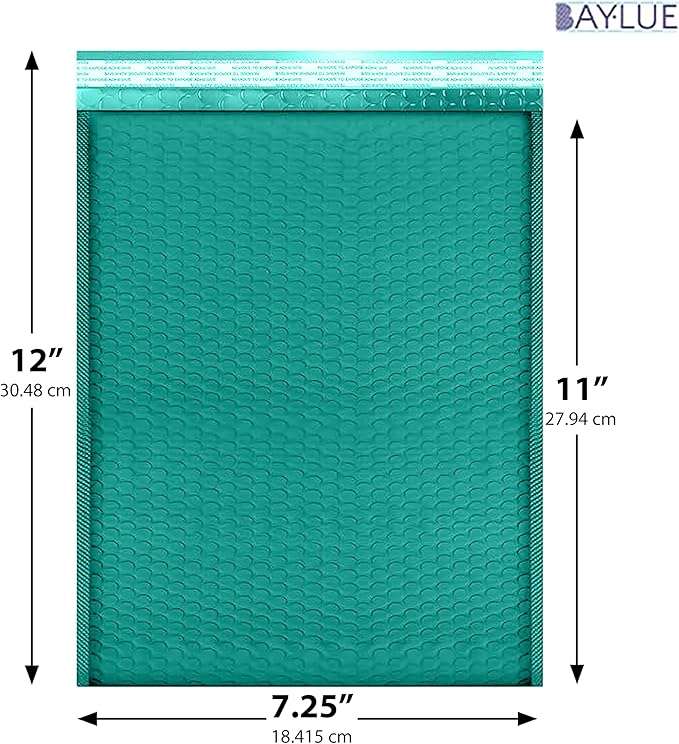 Green 7.25x12 Inch Poly Bubble Mailers #1 | Self Seal Padded Envelopes | Air - Image 2