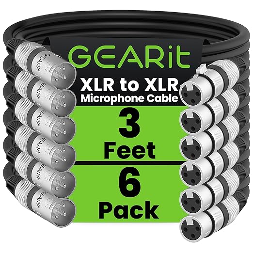 GEARit XLR Male to Female Microphone Cable 3-Pin Balanced Shielded Mixer by GEARit
