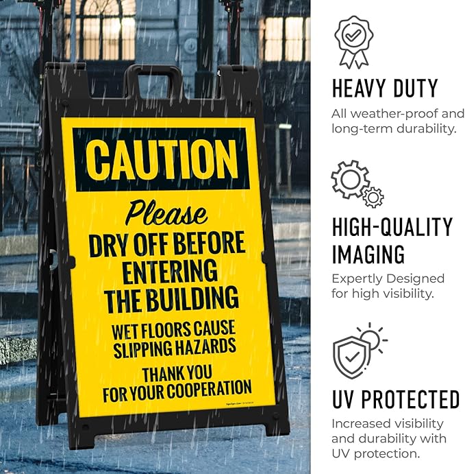 Caution Please Dry Off Wet Floor Sidewalk Sign Kit, 24x36 Inches, - Image 6