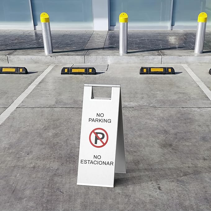 2-Pack No Parking Sign, stainless steel, 24 Inch Height, Double Sided A-Shaped - Image 3