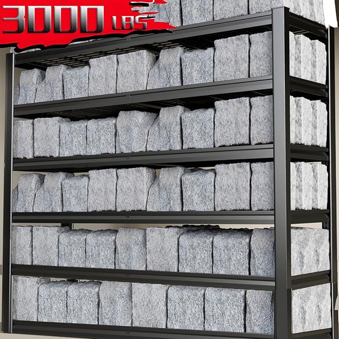 65" Wide Heavy Duty Garage Shelving Units, 6-Tier Deep Storage Shelves - Image 3