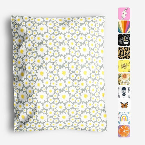 10x13 Poly Mailers – Daisy Floral – Waterproof, Tear-Resistant Shipping Bags by PackageMint