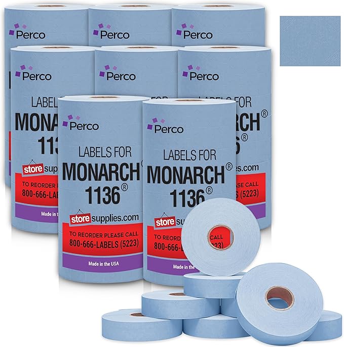 Perco Blue Pricing Labels for Monarch 1136 Price Gun by Perco