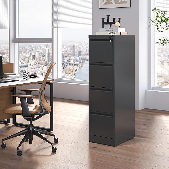 4 Drawer File Cabinet with Lock, Steel Vertical Filing Cabinets - Image 2