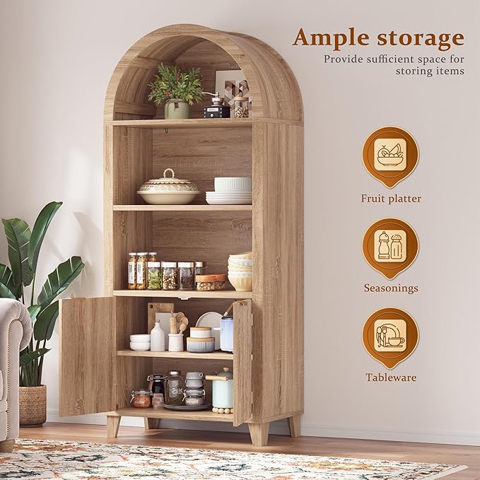 Arched Storage Cabinet, 5-Tier Pantry Cabinet - Image 5