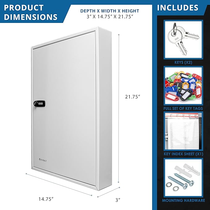 Barska 100 Position Combination Key Lock Box – Wall Mount Steel Key Cabinet - Image 10