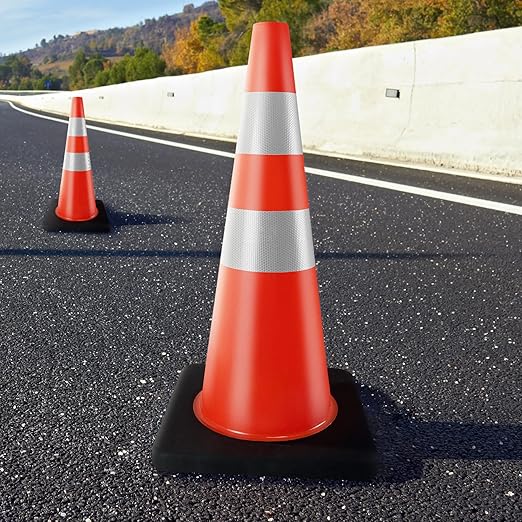 Traffic Cones 28 inch 6 Pack Heavy Duty Safety Cones Orange - Image 6