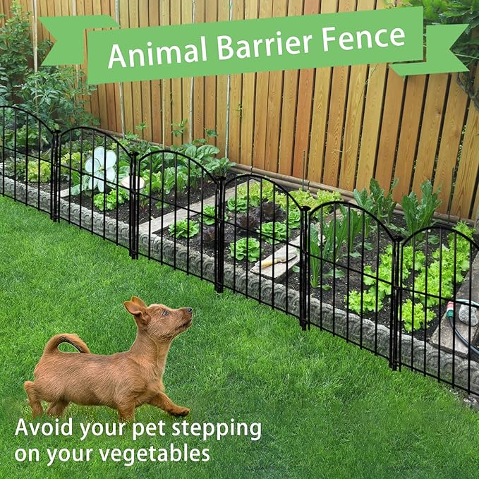 Decorative Garden Fence 17in x10ft, 10 Pack Rustproof Metal No Dig Fence Animal - Image 4