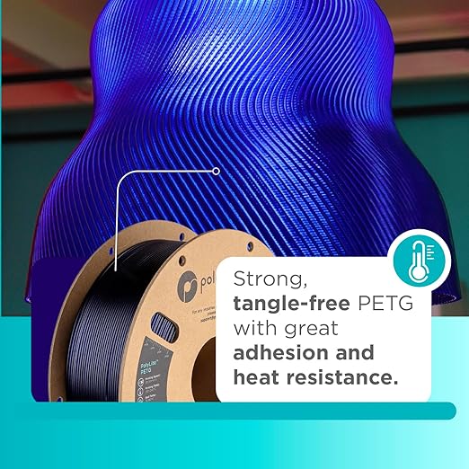 Polymaker PolyLite 3D Printer PETG Filament Translucent Blue 1.75mm 1kg - Image 2