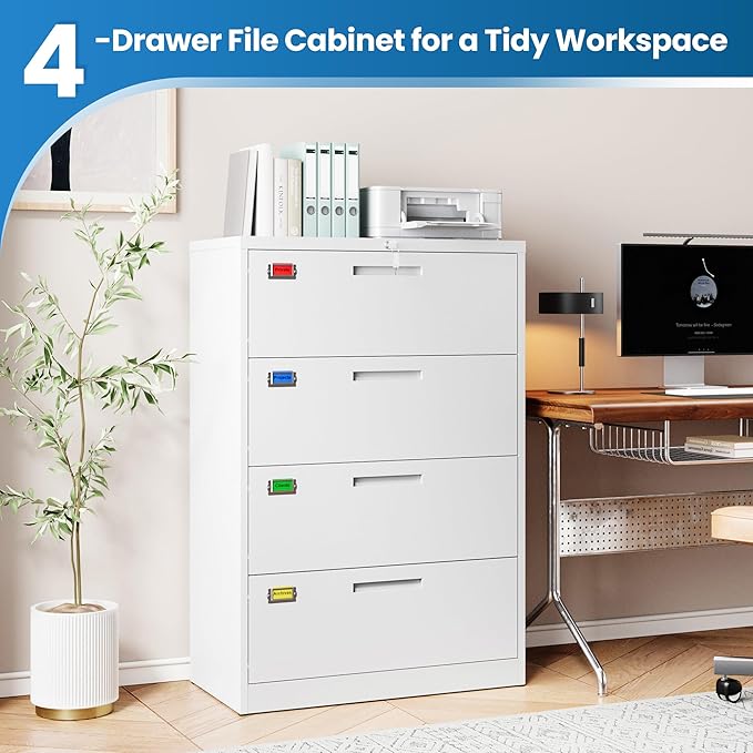 4 Drawer File Cabinet, Lateral Filing Cabinets - Image 6
