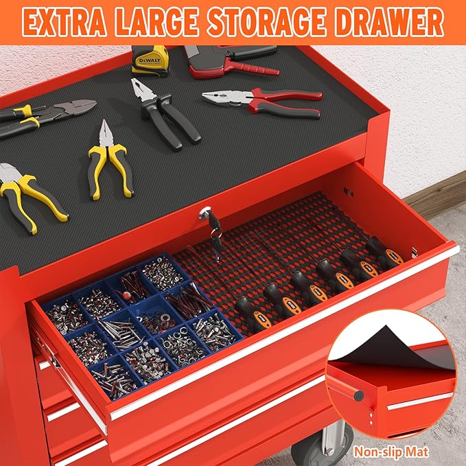5 Drawers Rolling Tool Chest, Large Capacity Metal Tool Box - Image 5