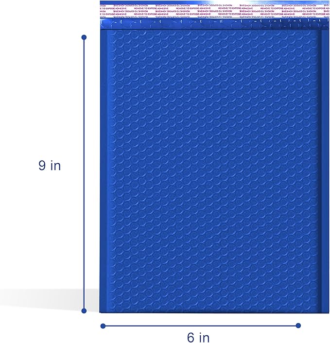 Royal Blue Small Poly Bubble Mailers 6x10 inch #0 | Self Seal Padded Envelopes - Image 2