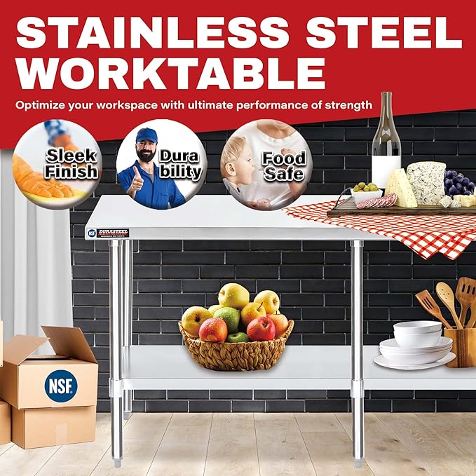DuraSteel 24x84 Stainless Steel Work Table - Image 2