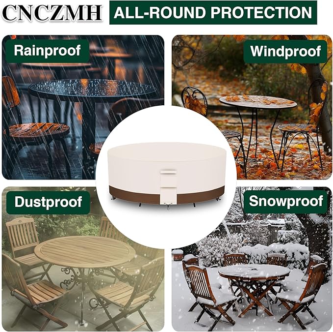 Heavy Duty Patio Furniture Covers Waterproof, 600D Round Outdoor Furniture - Image 6