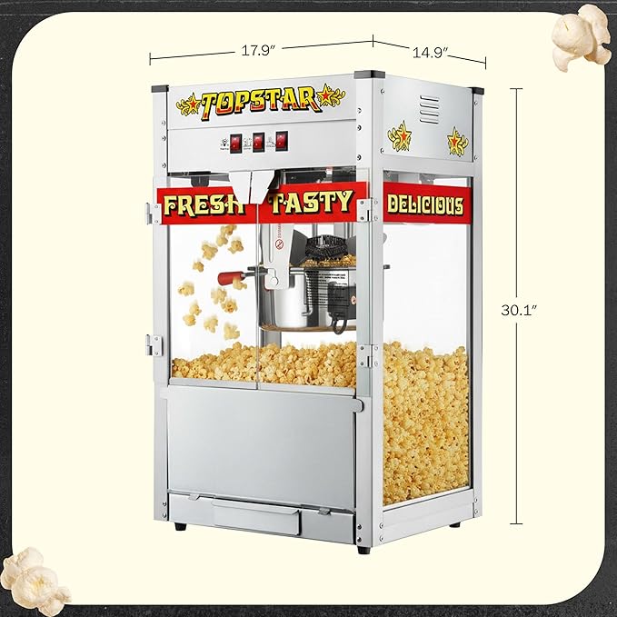 Top Star Popcorn Machine - 12oz Stainless-Steel Kettle - Image 6