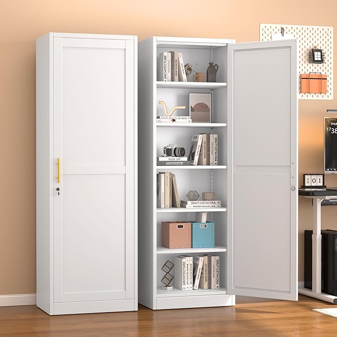 Metal Locker Cabinet, 19.7’’W Narrow Lockable Single File Storage Cabinet - Image 6
