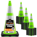 Xpose Safety 28” Lime Green Traffic Cone Dual 6" & 4" Reflective Collar – 24 by XposeSafety
