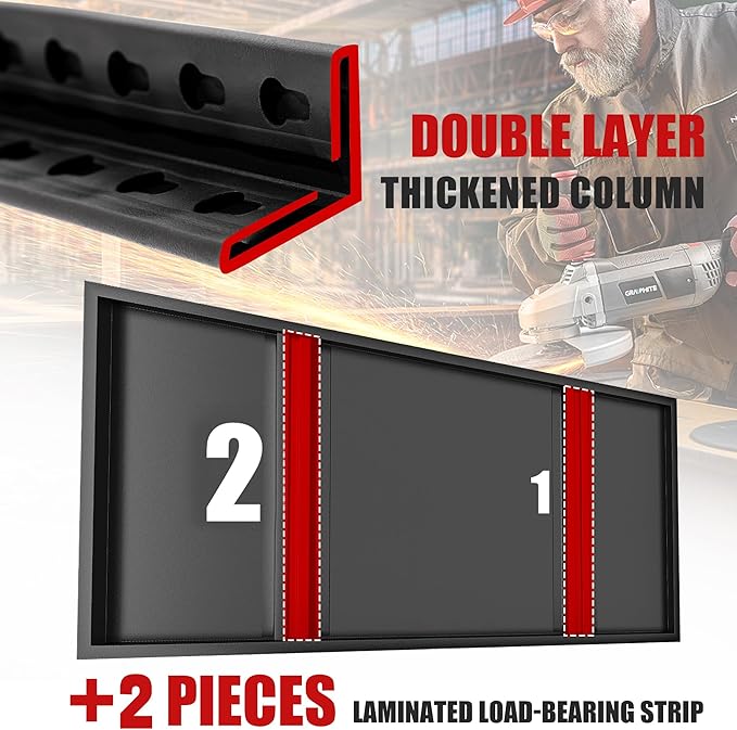 Raybee Storage Shelves, 5-Tier Adjustable Garage Shelves, 2000LBS Metal Shelving - Image 5