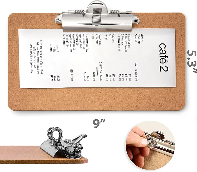 Officemate 5" x 9" Clipboard for Receipts, Low Profile Metal Clip & Pen Holder - Image 2