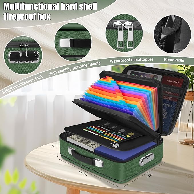 Fireproof Document Box, Hard Shell Fireproof Box, Document Organizer - Image 4