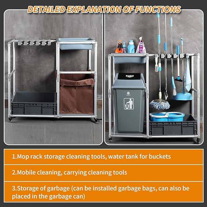Janitorial cart Rolling Cleaning cart on Wheels - Image 4
