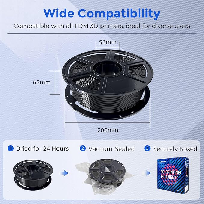 FLASHFORGE PETG Pro Filament 1.75mm Black, 3D Printer Filament 1kg Spool - Image 6