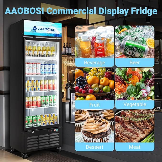 AAOBOSI Commercial Merchandiser Refrigerator, 17.09Cu.Ft Glass Door Display - Image 2