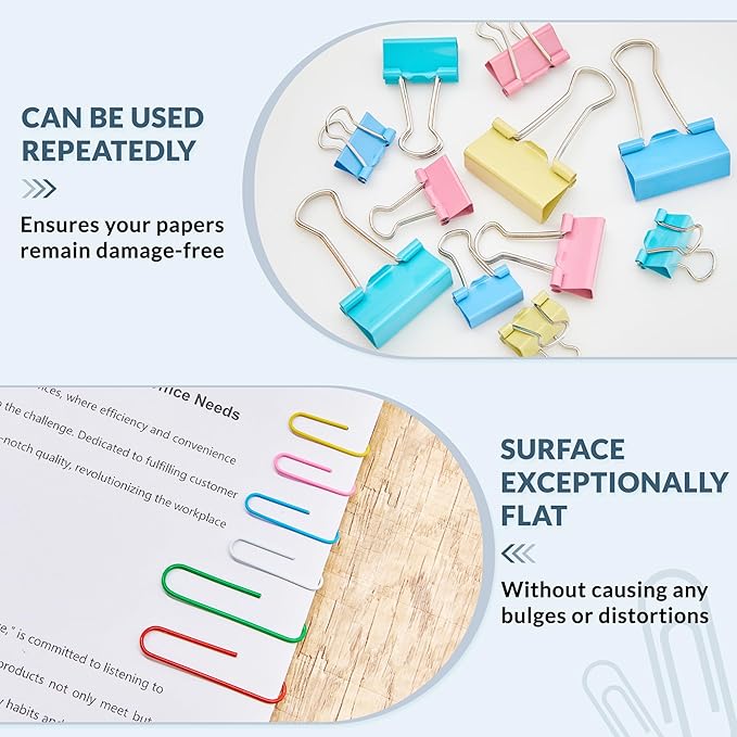 NEEWAY 300pcs Paper Clips and Binder Clips Assorted Sizes - Image 5