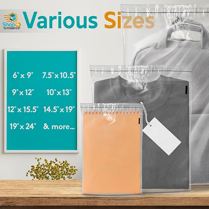 Shop4Mailers 14.5 x 19 Clear Plastic Poly Bags 1.5 Mil Self Seal Packaging - Image 4
