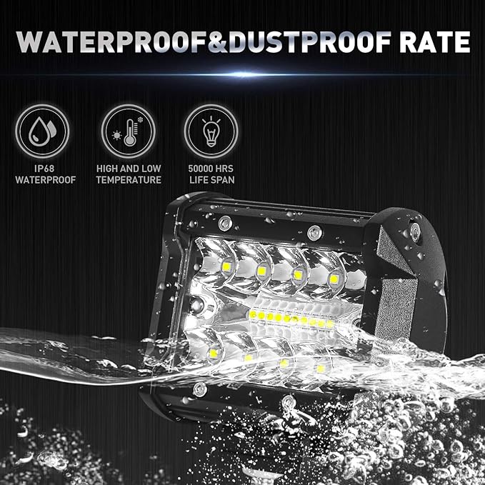 4 Inch 120W LED Light Bar 12000LM Spot Flood Combo Off Road Triple Row Work - Image 5