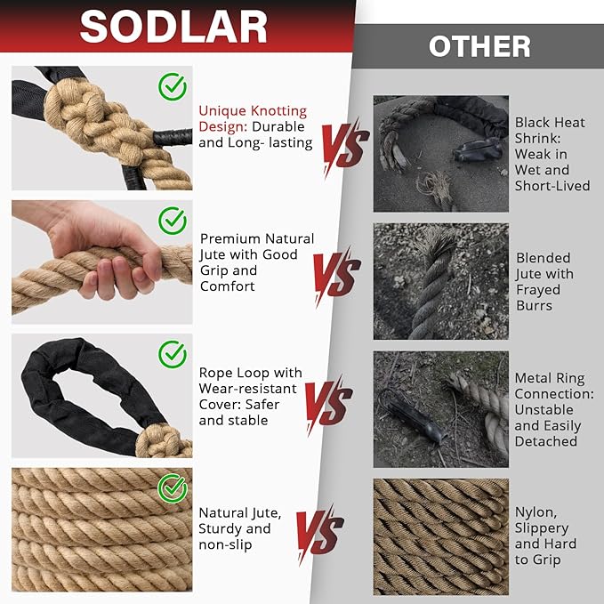 Climbing Rope Gym Workout - 10FT 15FT 20FT 25FT 30FT 35FT Heavy Duty Jute Thick - Image 2