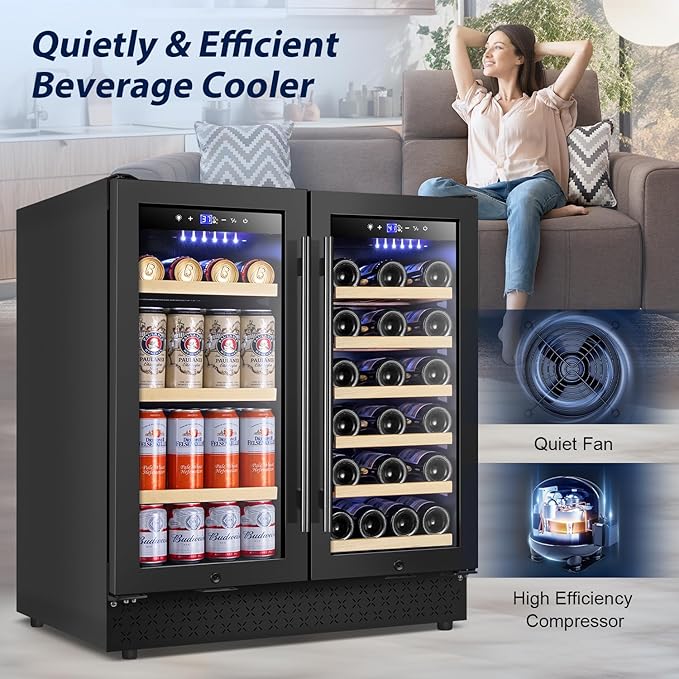 Tylza 30 Inch Wine and Beverage Refrigerator, Dual Zone Wine Beverage Cooler 30" - Image 5