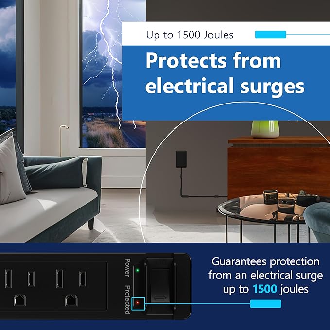 LIDER Surge Protected Outlet Extender, 4-Outlet Power Strip, 1 USB Type-A - Image 2