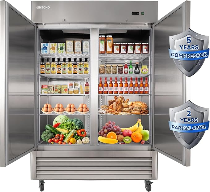 JINSONG 54" Commercial Refrigerator, 49 Cu.Ft Stainless Steel Reach-in Fridge by JINSONG
