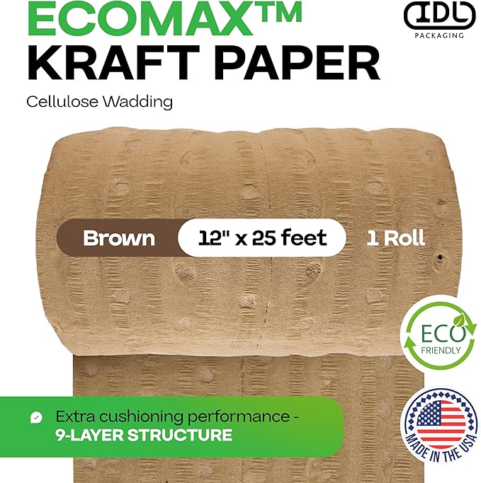 IDL Packaging 12" x 25' EcoMax™ Kraft Paper Cellulose Wadding - Image 2
