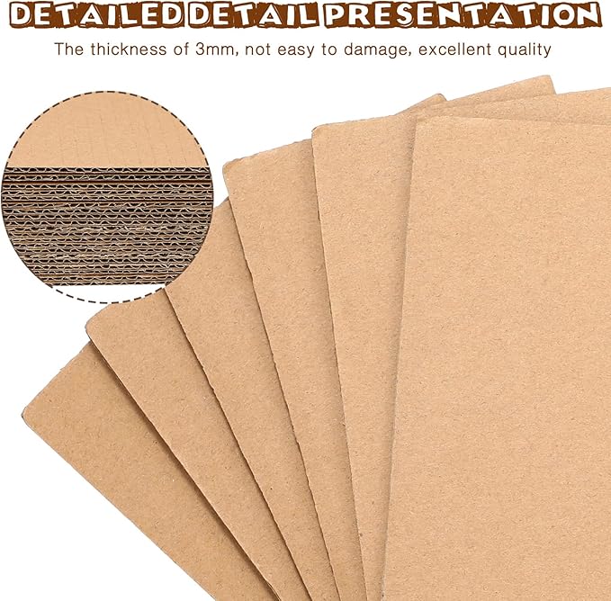 100 Pcs Corrugated Cardboard Sheets Set Corrugated Packaging Pads Paper Flat - Image 3