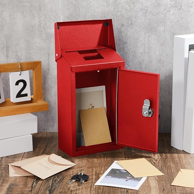 Metal Mount Wall Donation Box Key Lock Money Cash Drop Box - Image 5