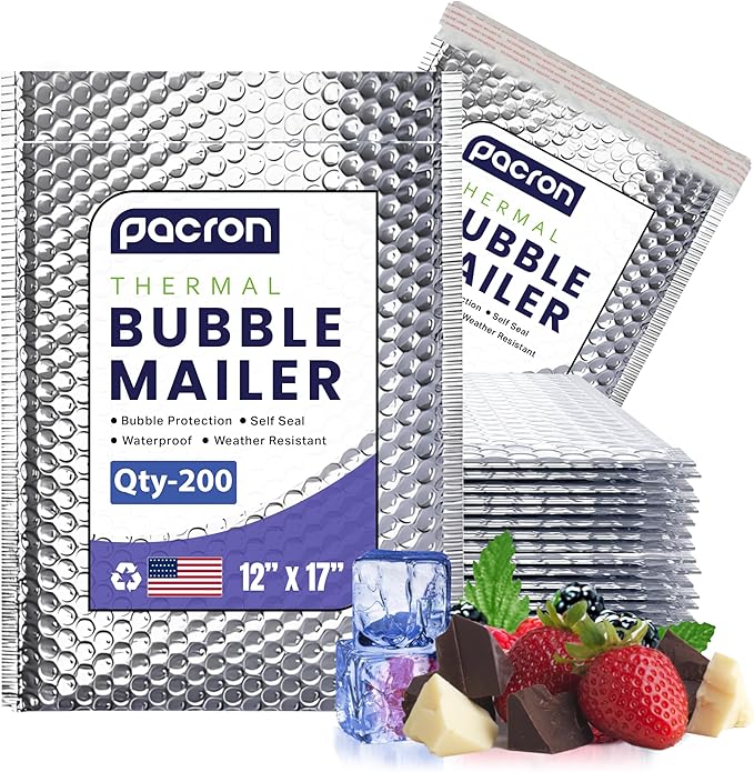200-Pack Insulated Silver Thermal Bubble Mailers 12 x 17 by Pacron