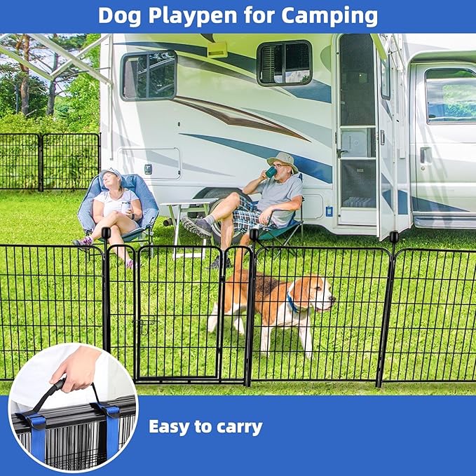 ADAVIN Tall Garden Fence with Gate, 36 in 4 Panels Heavy Duty Iron Metal Animal - Image 5