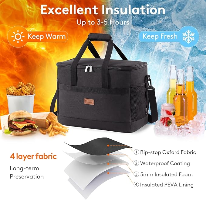 Lifewit Cooler Bag 30/50/60 Cans Collapsible and Insulated Large Lunch Bag - Image 4