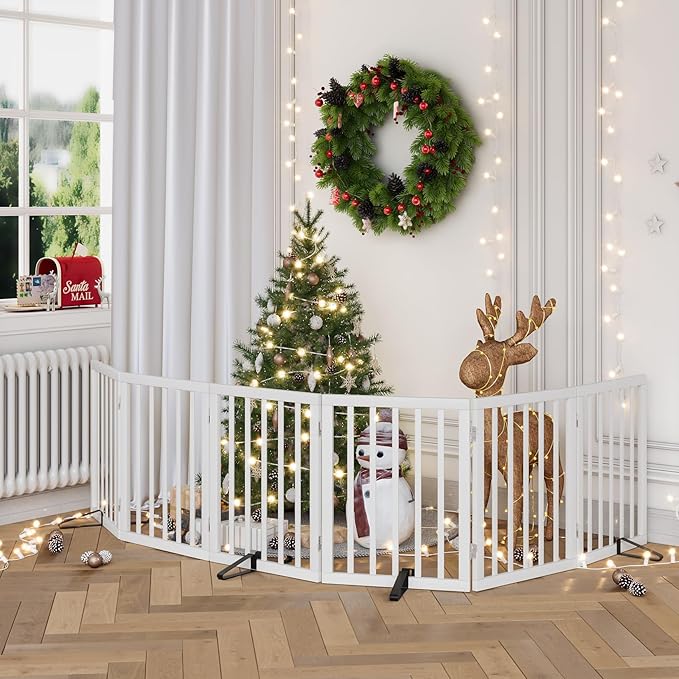 Dog Gates for Doorways Extra Wide 110inches, Wooden Freestanding Pet Gates for - Image 2