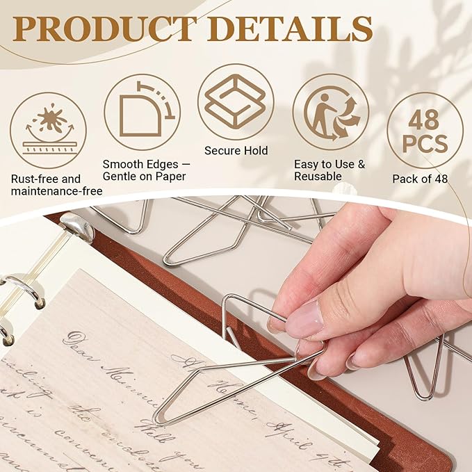 48 Pcs Ideal Paper Clamps Butterfly Clips Large Mental Butterfly Wire 2.56 x - Image 3