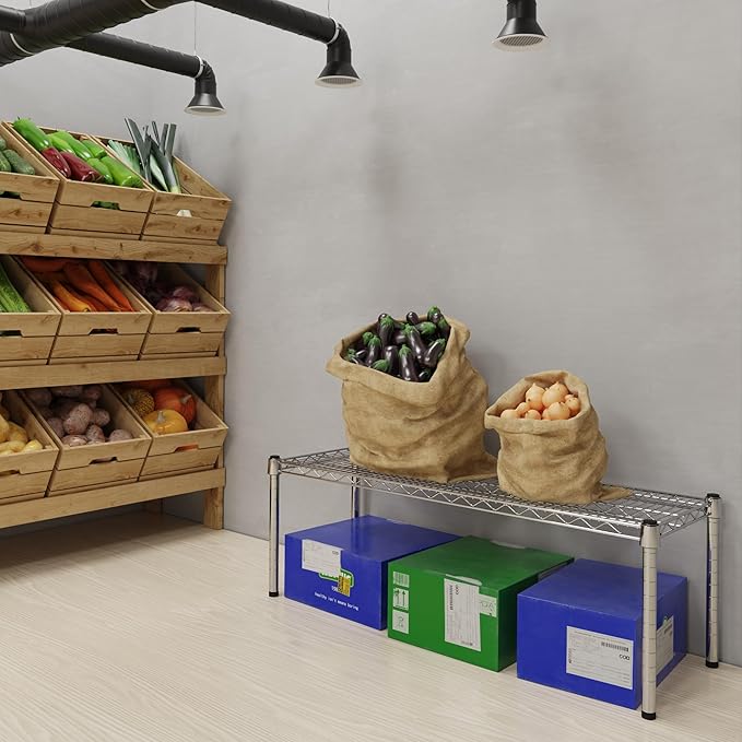 14''W x 42''L x 14''H Chrome Plated Wire Dunnage Rack | Off The Floor Storage - Image 2