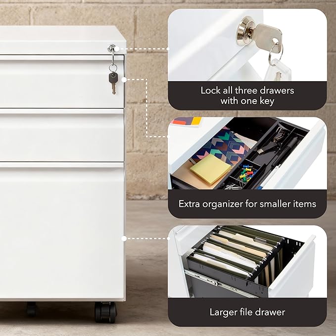 Mount-It! 3 Drawer File Cabinet - Image 6