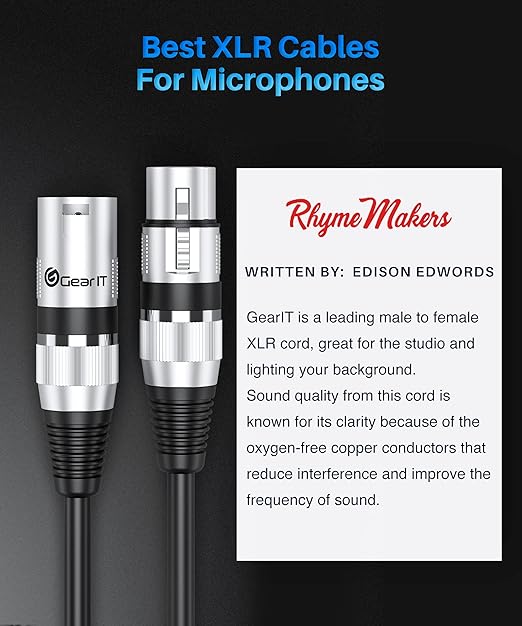 GEARit XLR Male to Female Microphone Cable 3-Pin Balanced Shielded Mixer - Image 6